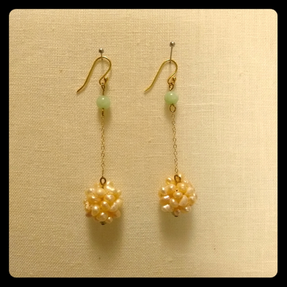 Freshwater Pearl Cluster Drop Earrings